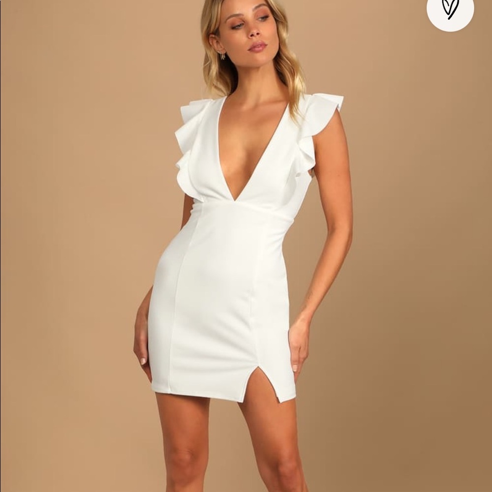 Lulus V neck Ruffle Dress